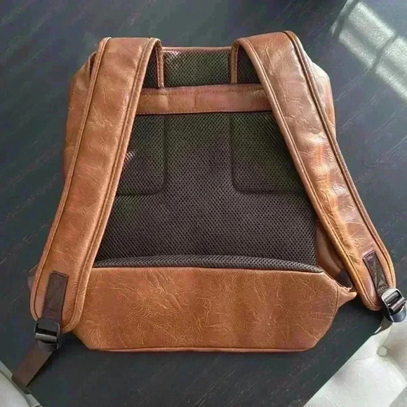 Brown PU Leather Men's Backpack NWT - Picture 2 of 6